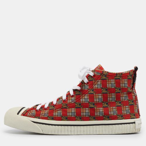 Burberry Red/Orange Canvas Kingly Print High Top Sneakers Size 43 - Burberry - Modalova