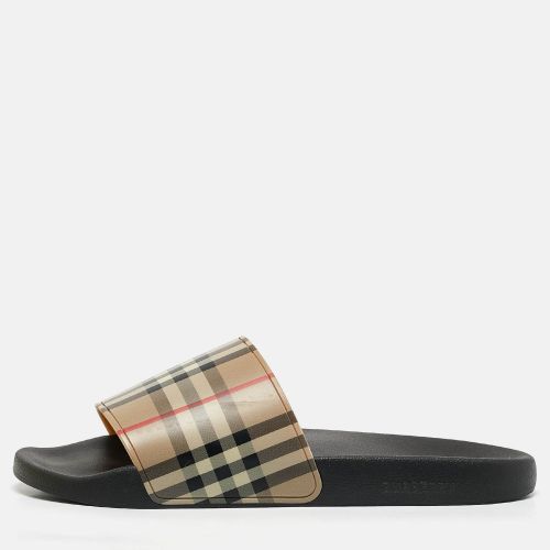 Burberry Beige Nova Check Rubber Flat Slides Sandals Size 45 - Burberry - Modalova