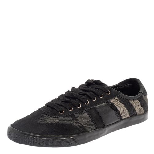 Burberry Black/Grey Suede And Check Canvas Low Top Sneakers Size 44 - Burberry - Modalova