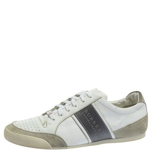 Burberry White/Grey Leather and Suede Lace Up Sneakers Size 42 - Burberry - Modalova