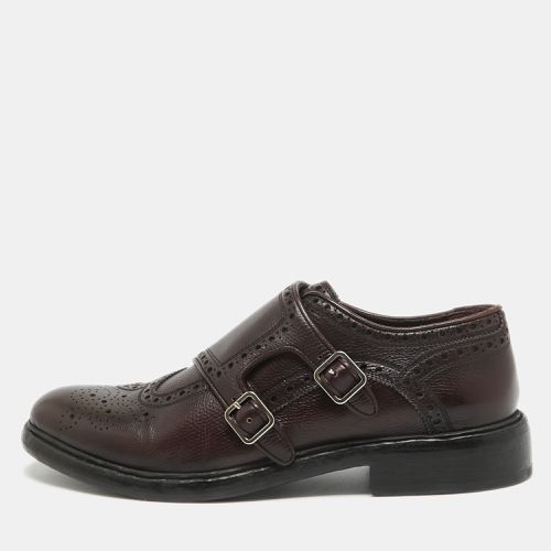 Burberry Burgundy Leather Delmar Monk Strap Brogues Size 40.5 - Burberry - Modalova