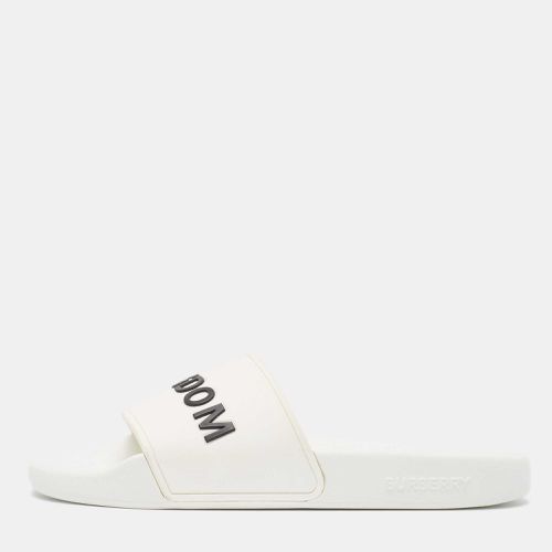 Burberry White Rubber Kingdom Motif Pool Slides Size 38 - Burberry - Modalova