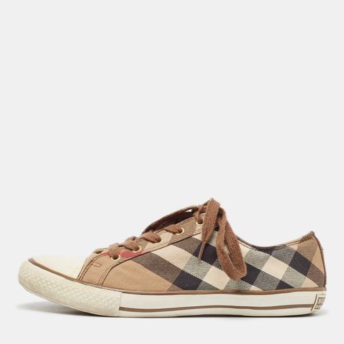 Burberry Brown Check Canvas And Rubber Cap Toe Sneakers Size 42 - Burberry - Modalova