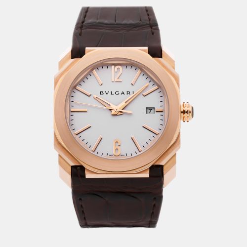 Bvlgari Silver 18k Rose Gold Octo 102119 Automatic Men's Wristwatch 38 mm - Bvlgari - Modalova