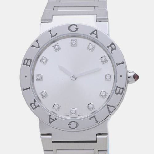 Bvlgari Silver Stainless Steel and Diamond BB33S Automatic Men's Wristwatch 34mm - Bvlgari - Modalova