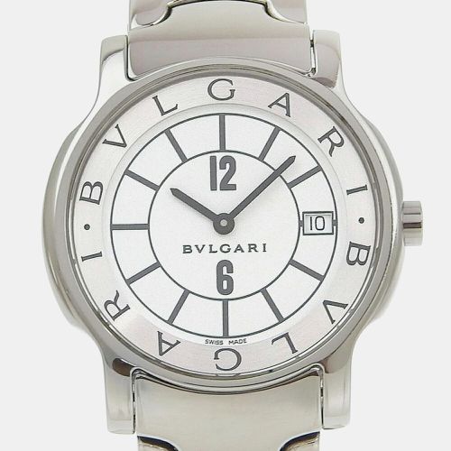 Bvlgari White Stainless Steel Solotempo ST35S Quartz Men's Wristwatch 35 mm - Bvlgari - Modalova