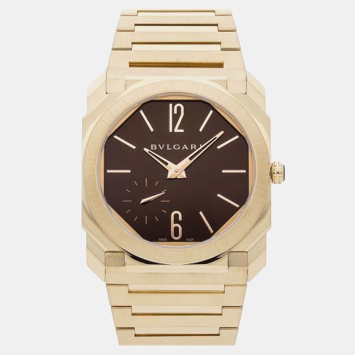 Bvlgari Brown 18k Yellow Gold Octo Finissimo Automatic Men's Wristwatch 40 mm - Bvlgari - Modalova