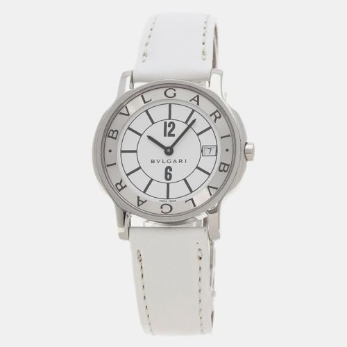 Bvlgari White Stainless Steel Solotempo ST35S Quartz Men's Wristwatch 35 mm - Bvlgari - Modalova