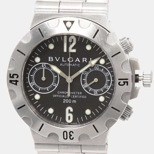 Bvlgari Black Stainless Steel Diagono SCB38S Automatic Men's Wristwatch 38 mm - Bvlgari - Modalova