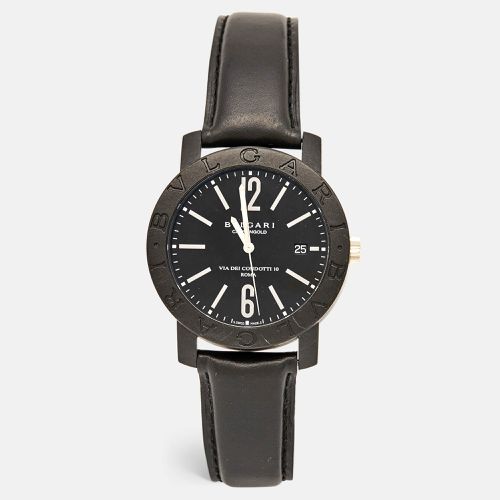 Bvlgari Black Carbongold Leather Via Dei Condotti 10 Roma BB 40 CL Men's Wristwatch 40 mm - Bvlgari - Modalova