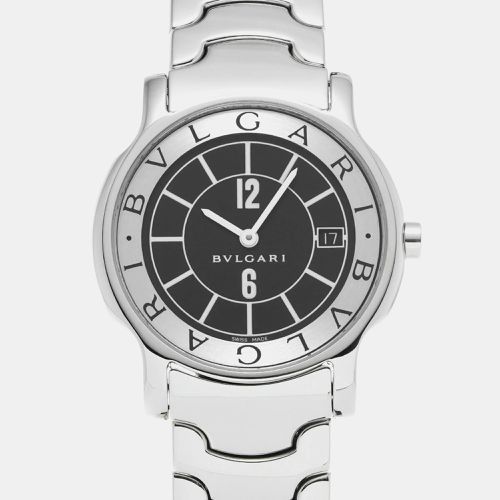 Bvlgari Black Stainless Steel Solotempo ST35S Quartz Men's Wristwatch 35 mm - Bvlgari - Modalova