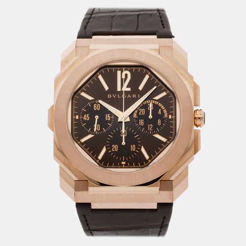 Bvlgari Brown 18k Rose Gold Octo Finissimo 103468 Automatic Men's Wristwatch 43 mm - Bvlgari - Modalova