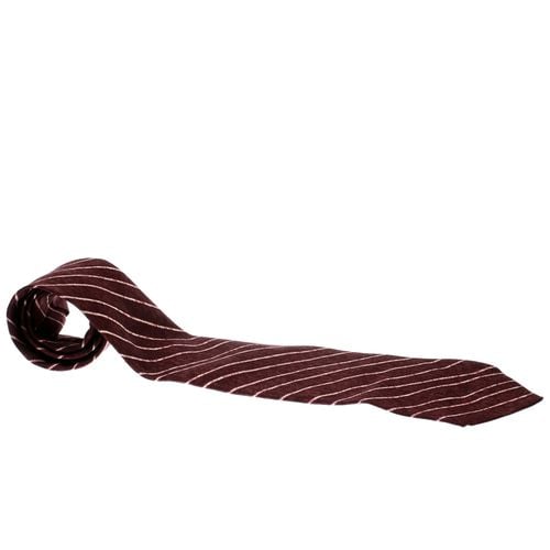 Bvlgari X Davide Pizzigoni Burgundy Diagonal Striped Silk Seven Fold Tie - Bvlgari - Modalova