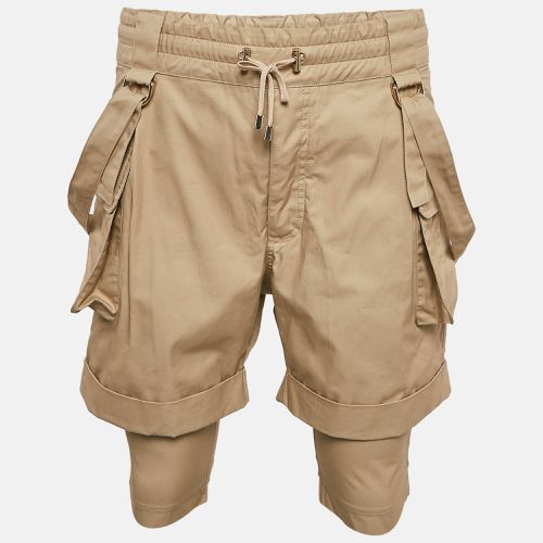 Balmain Beige Cotton Strap Detail Cargo Shorts M - Balmain - Modalova