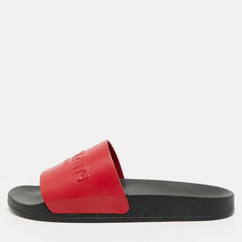 Size 44 Monogram Embossed Leather Flat Slides - Balmain - Modalova