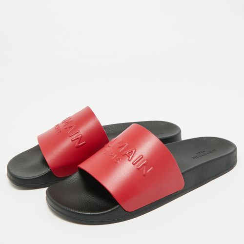 Size 44 Monogram Embossed Leather Flat Slides - Balmain - Modalova