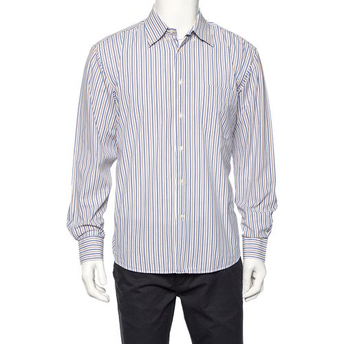 Balmain White Striped Cotton Button Front Shirt L - Balmain - Modalova