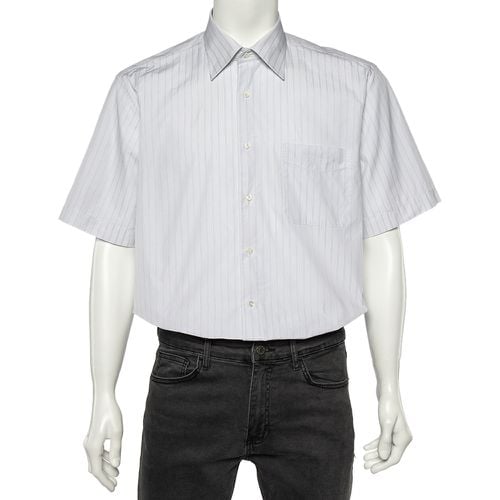 Balmain White Striped Cotton Short Sleeve Shirt L - Balmain - Modalova