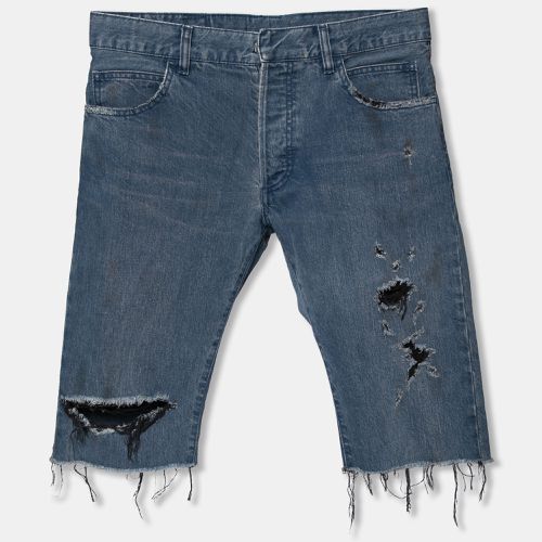 Balmain Blue Distressed Denim Frayed Edged Shorts M - Balmain - Modalova