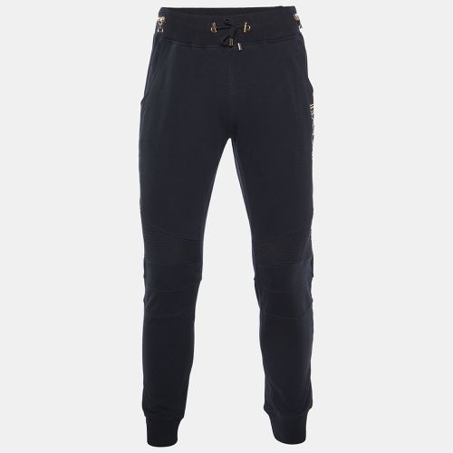 Balmain Black Logo Print Cotton Zip Detail Joggers 2XL - Balmain - Modalova