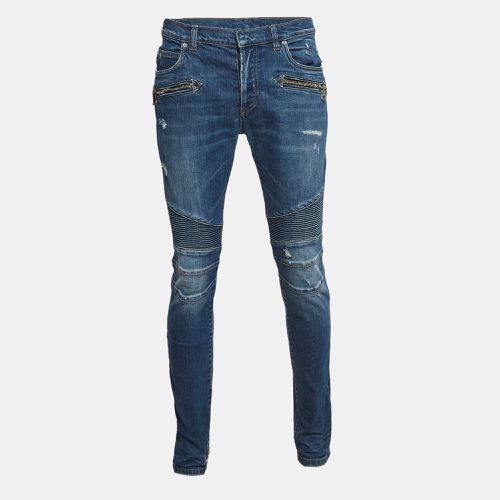 Balmain Blue Washed & Distressed Denim Jeans L Waist 36" - Balmain - Modalova