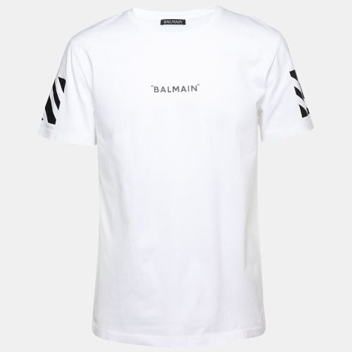 Balmain White Cotton Logo Print T-Shirt M - Balmain - Modalova