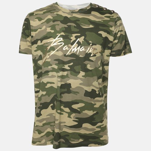 Camouflage Print Cotton T-shirt M - Balmain - Modalova