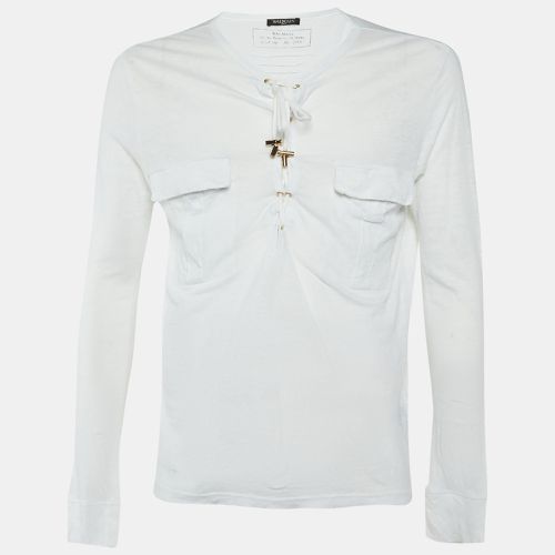 Balmain White Linen Lace-Up Long Sleeve T-Shirt M - Balmain - Modalova