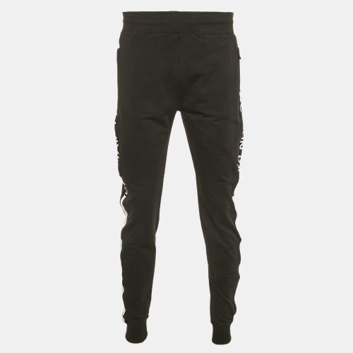 Balmain Black Cotton Knit Logo Contrast Trimmed Track Pants L - Balmain - Modalova