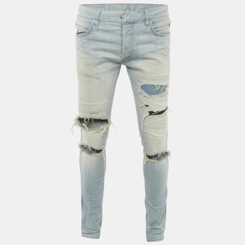 Balmain Light Blue Denim Pleated Side Detail Jeans M (W 35") - Balmain - Modalova