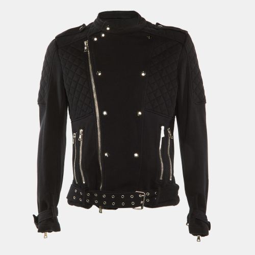 Balmain Black Cotton Quilted Biker Jacket XL - Balmain - Modalova