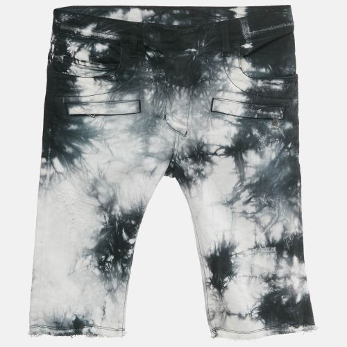 Balmain Black/ White Tie-Dye Frayed Hem Distressed Denim Shorts XS Waist 29" - Balmain - Modalova