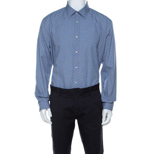 Balmain Blue Square Patterm Cotton Shirt XL - Balmain - Modalova