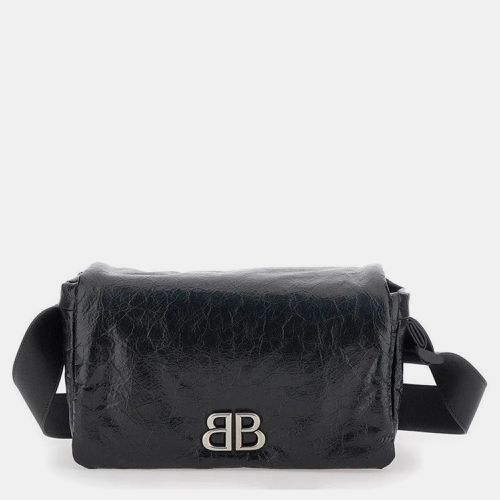 Balenciaga Black Crushed Monaco Flap Small Shoulder Bag - Balenciaga - Modalova