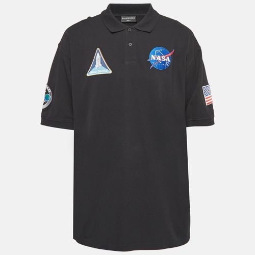 Balenciaga X Nasa Black Space Applique Cotton Polo T-Shirt XL - Balenciaga - Modalova