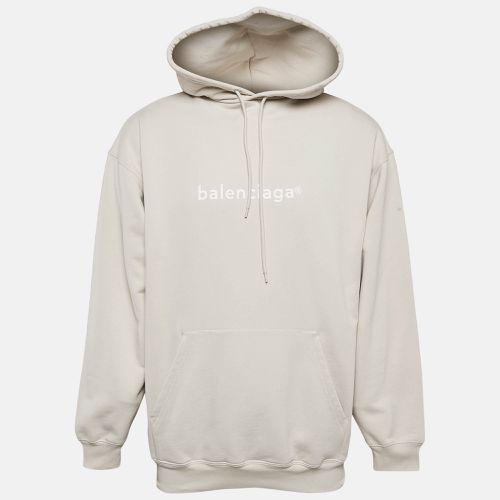 Balenciaga Beige Logo Print Cotton Unisex Hooded Sweatshirt S - Balenciaga - Modalova