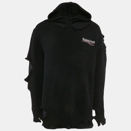 Balenciaga Unifit Black Rob Knit Political Campaign Destroyed Hoodie S - Balenciaga - Modalova