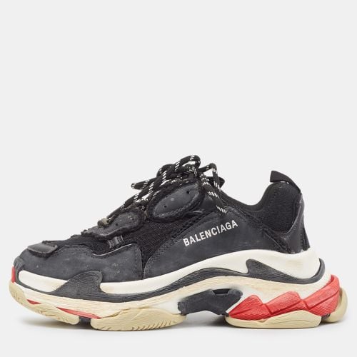 Balenciaga Black Faux Leather and Mesh Distressed Triple S Sneakers Size 40 - Balenciaga - Modalova