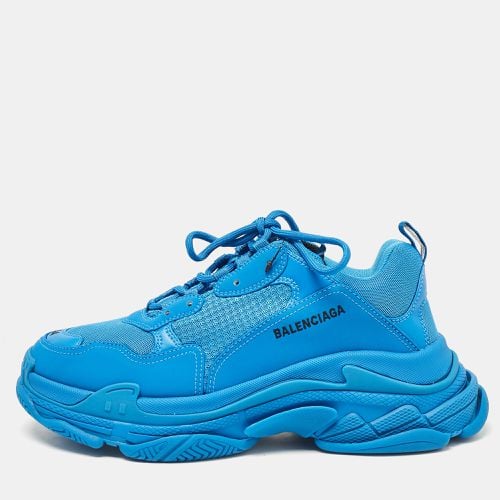 Balenciaga Blue Faux Leather and Mesh Triple S Sneakers Size 44 - Balenciaga - Modalova