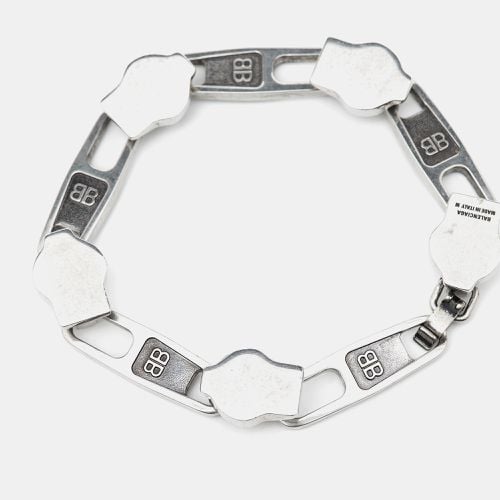 Balenciaga Silver Tone Zip Logo Motif Link Bracelet M - Balenciaga - Modalova