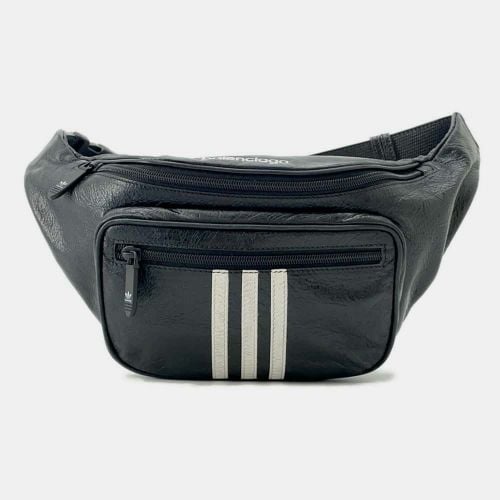 Balenciaga x Adidas Black/White Leather Three Stripe Logo Belt Bag - Balenciaga - Modalova