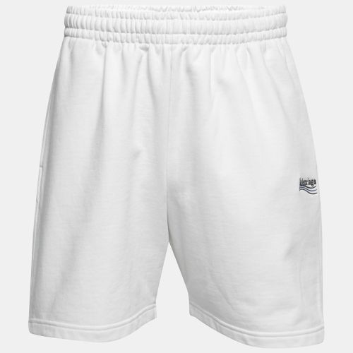 Balenciaga White Logo Embroidered Cotton Shorts S - Balenciaga - Modalova