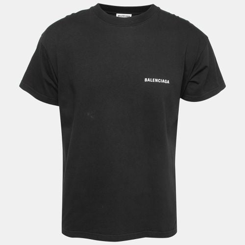 Balenciaga Black Logo Print Cotton Crew Neck Half Sleeve T-Shirt S - Balenciaga - Modalova