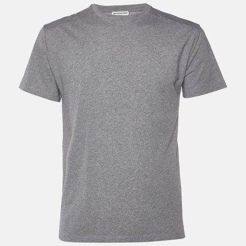 Balenciaga Grey Logo Print Cotton Crew Neck T-Shirt S - Balenciaga - Modalova