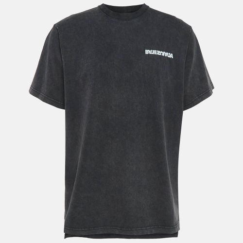 Balenciaga Grey Embroidered Cotton T-Shirt XL - Balenciaga - Modalova