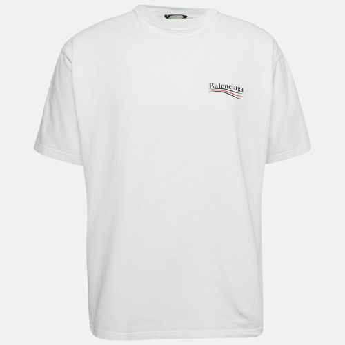 Balenciaga White Printed Cotton Oversized T-Shirt S - Balenciaga - Modalova