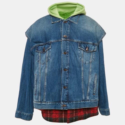 Balenciaga Blue Checked Cotton and Denim Layered Jacket S - Balenciaga - Modalova