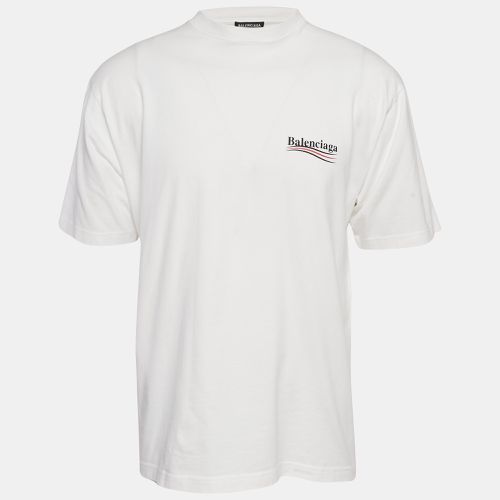 Balenciaga White Logo Print Jersey Oversized T-Shirt XS - Balenciaga - Modalova