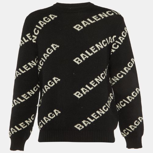 Logo Intarsia Wool Knit Crew Neck Jumper S - Balenciaga - Modalova