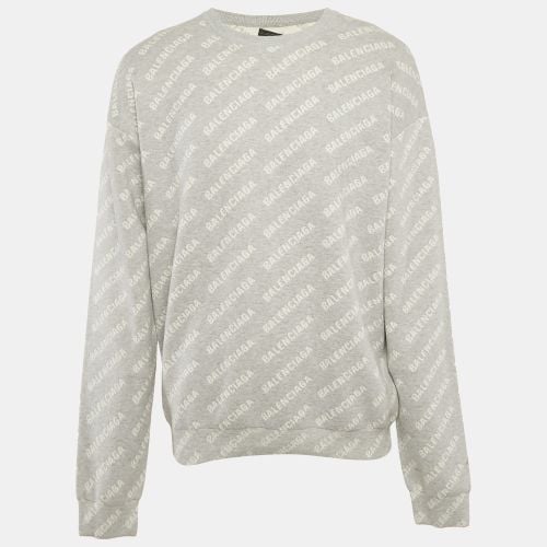 Logo Jacquard Cotton Blend Crew Neck Sweatshirt M - Balenciaga - Modalova